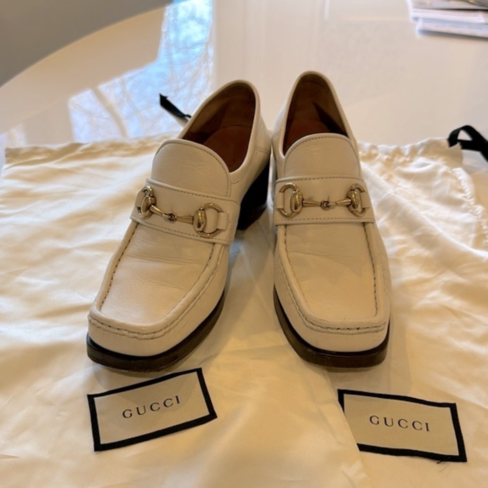 Gucci Vegas Block Heel Loafers White